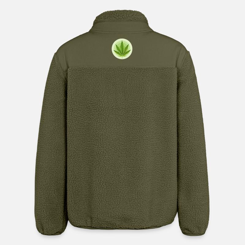 Circular Grafic Cannabis Leaf - Relaxed Fit Unisex Sherpa Jacket by Stanley/Stella - khaki