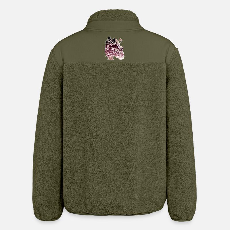 Dragon Graffito Abstract - Relaxed Fit Unisex Sherpa Jacket by Stanley/Stella - khaki