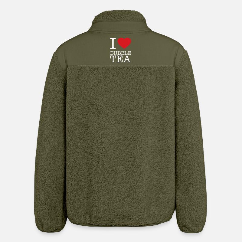 I LOVE BUBBLE TEA - Relaxed Fit Unisex Sherpa Jacket by Stanley/Stella - khaki