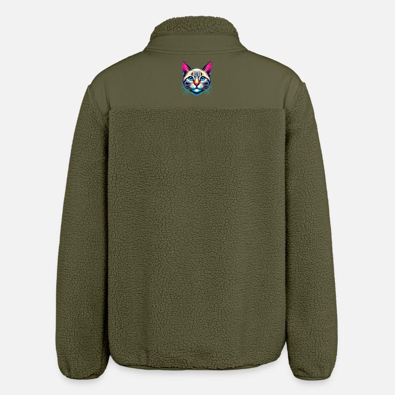 Cat - Relaxed Fit Unisex Sherpa Jacket by Stanley/Stella - khaki