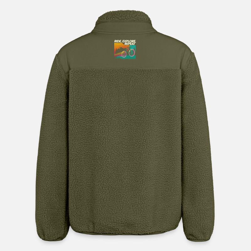 Ride Explore Repeat Adventure - Relaxed Fit Unisex Sherpa Jacket by Stanley/Stella - khaki