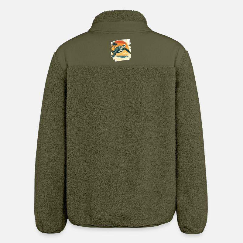 Tortue de mer rétro - Veste sherpa unisexe coupe décontractée Stanley/Stella - kaki
