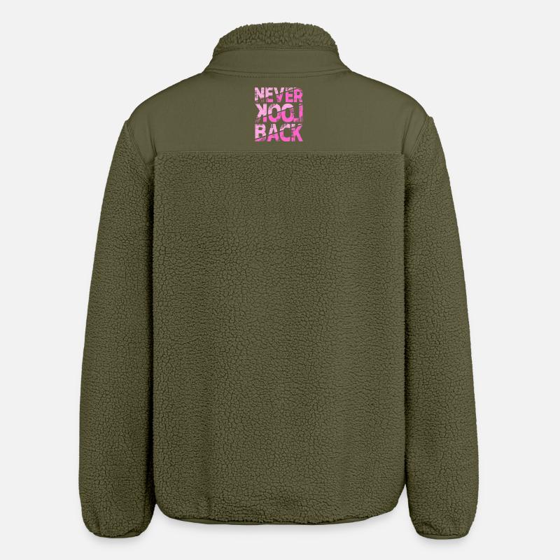 Never Look Back Motivationsdesign - Relaxed Fit Unisex Sherpajacke von Stanley/Stella - Khaki
