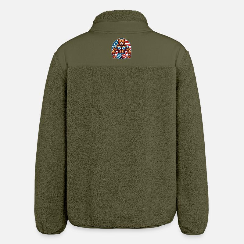 Muscle Bear États-Unis - Veste sherpa unisexe coupe décontractée Stanley/Stella - kaki