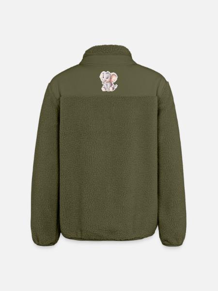 Éléphant - Veste sherpa unisexe coupe décontractée Stanley/Stella - kaki