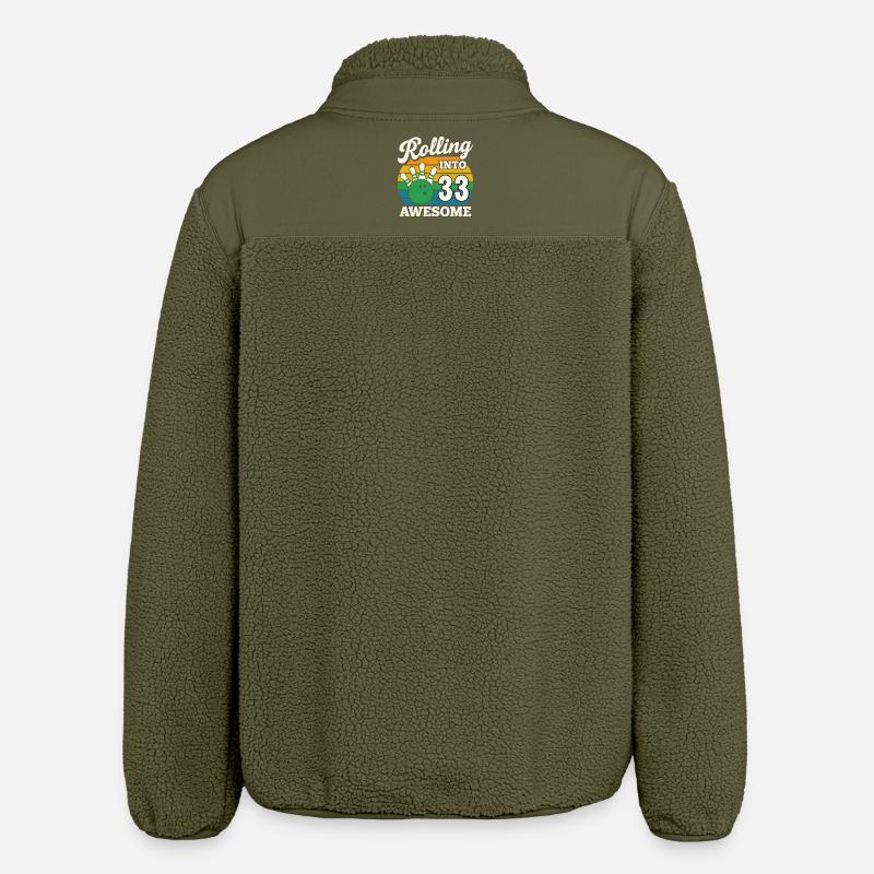 Bowling 33th Birthday Celebration Graphic - Relaxed Fit Unisex Sherpa Jacket by Stanley/Stella - khaki