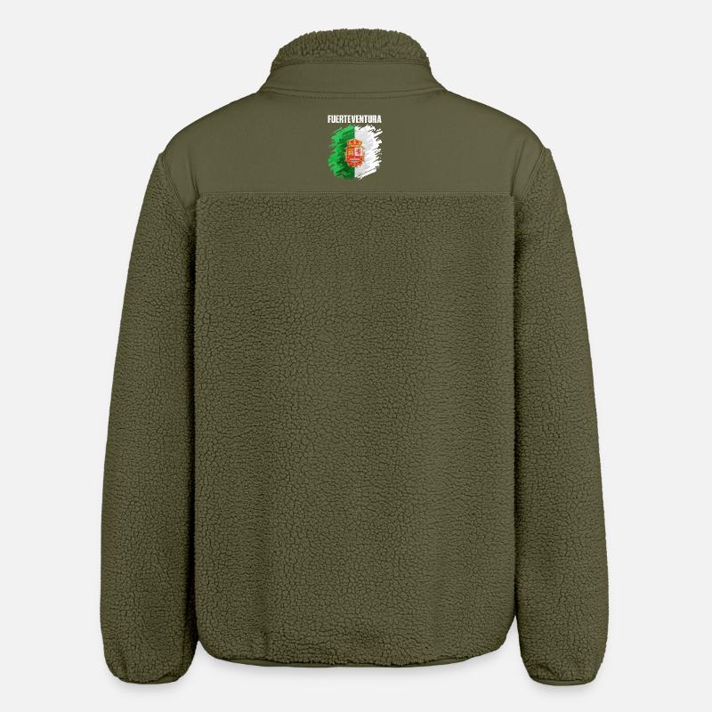 Conception du drapeau de Fuerteventura - Veste sherpa unisexe coupe décontractée Stanley/Stella - kaki