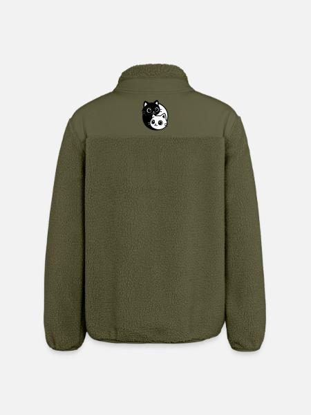 Ying Yang Cat Portrait - Relaxed Fit Unisex Sherpa Jacket by Stanley/Stella - khaki