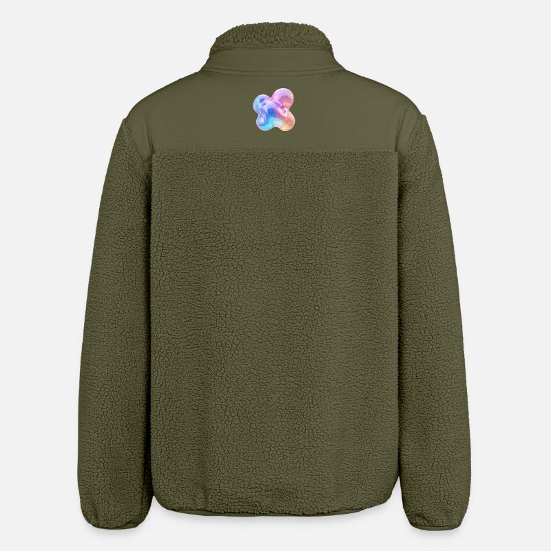 Glossy Pastel Abstract Bubble Design - Relaxed Fit Unisex Sherpa Jacket by Stanley/Stella - khaki