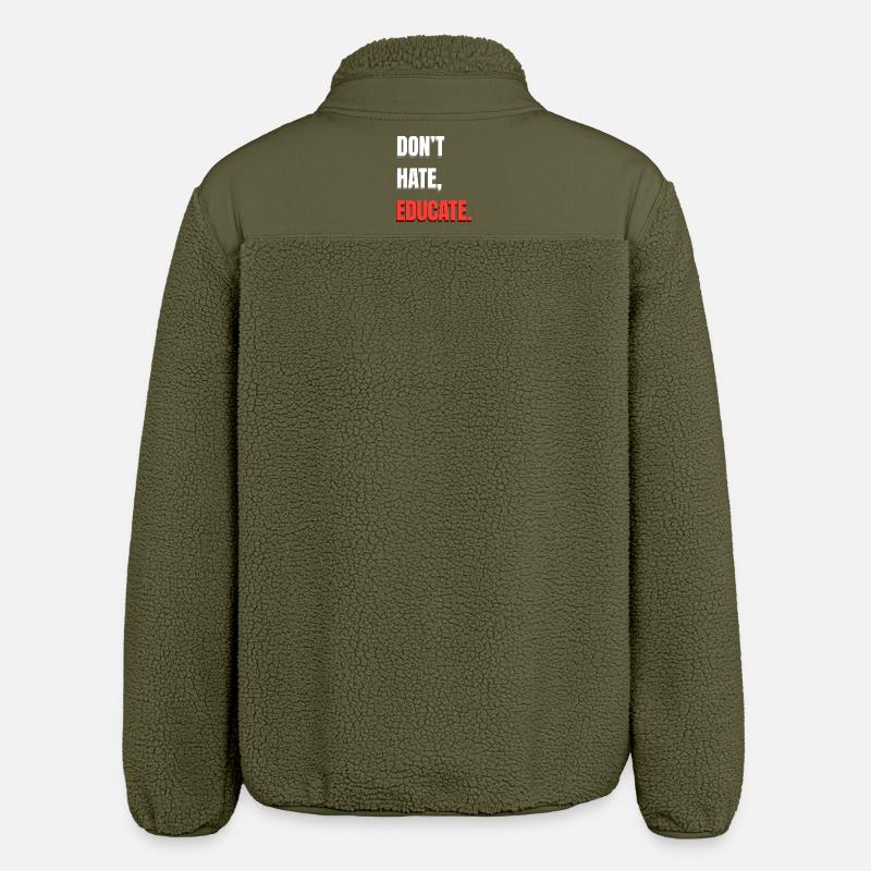 Don’t Hate Educate - Relaxed Fit Unisex Sherpajacke von Stanley/Stella - Khaki