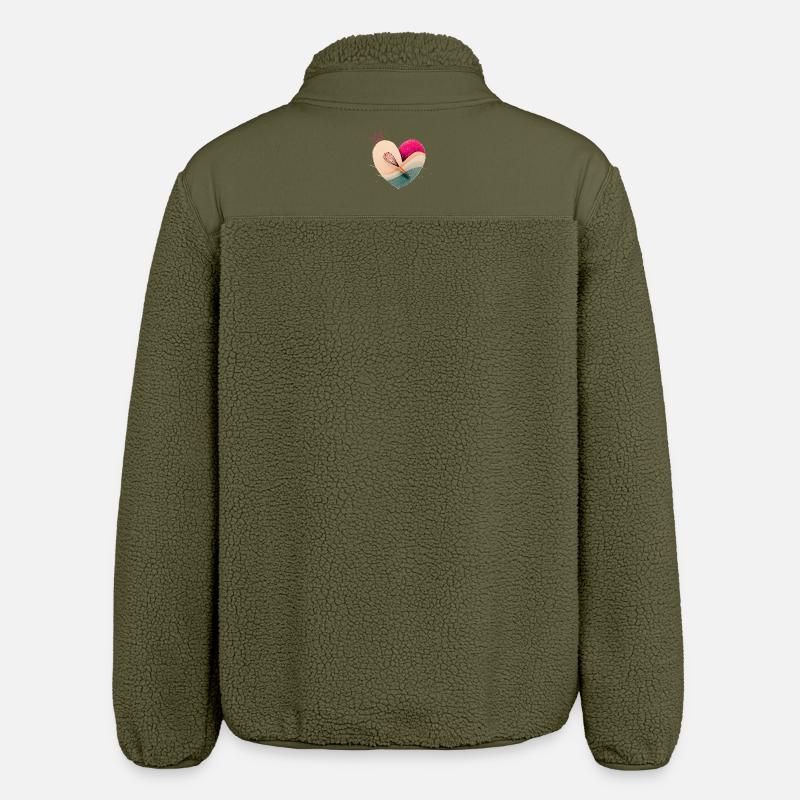 Heart with Crown - Baking - Relaxed Fit Unisex Sherpa Jacket by Stanley/Stella - khaki