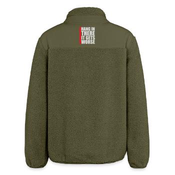 Hang In There It Gets Worse Lustiger Spaß Spruch - Relaxed Fit Unisex Sherpajacke von Stanley/Stella - Khaki - Hinten