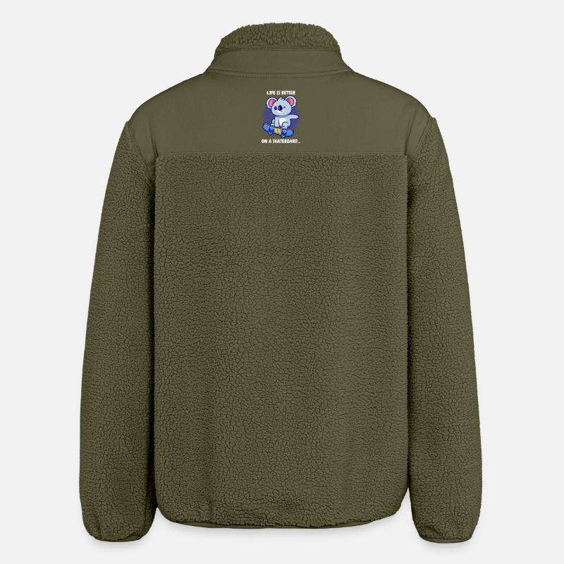 Koala Skateboard Life Is Better - Relaxed Fit Unisex Sherpa Jacket by Stanley/Stella - khaki