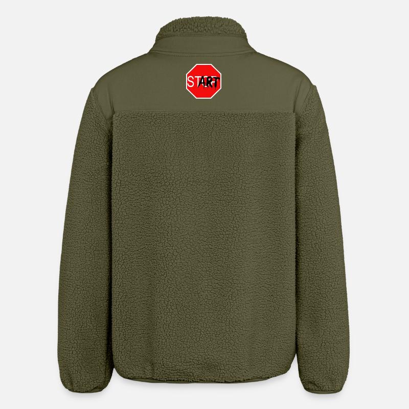 Startzeichen Graffiti Stoppschild - Relaxed Fit Unisex Sherpajacke von Stanley/Stella - Khaki