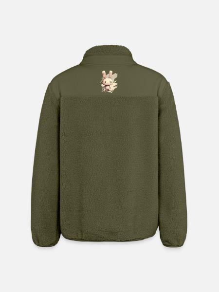 Cute rabbit with X-eyes - Relaxed Fit Unisex Sherpa Jacket by Stanley/Stella - khaki