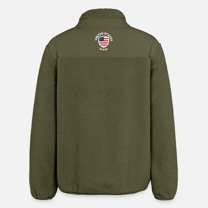 Bouclier du drapeau de Miami - Veste sherpa unisexe coupe décontractée Stanley/Stella - kaki