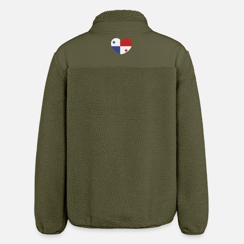 Drapeau du cœur du Panama - Veste sherpa unisexe coupe décontractée Stanley/Stella - kaki