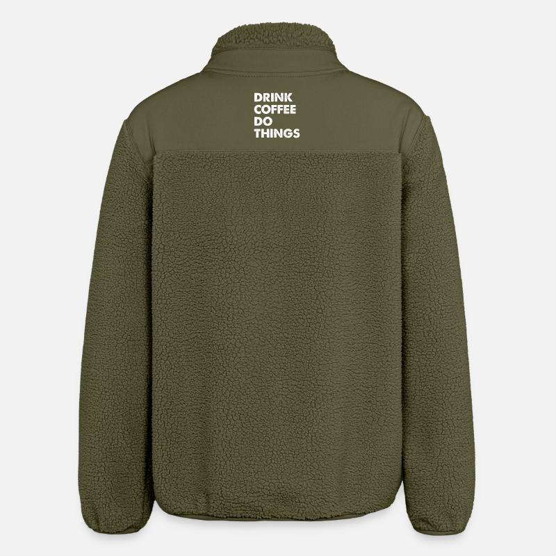 Drik kaffe Gør ting - Stanley/Stella unisex sherpajakke afslappet pasform - khaki