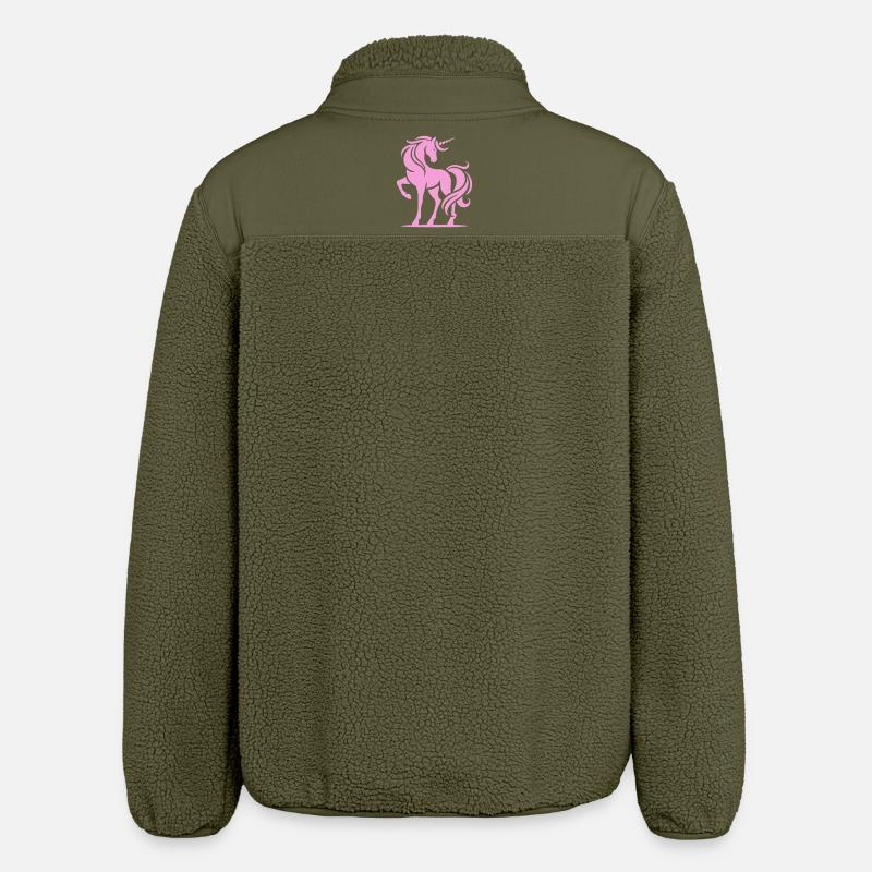Rosa Einhorn-Silhouette - Relaxed Fit Unisex Sherpajacke von Stanley/Stella - Khaki
