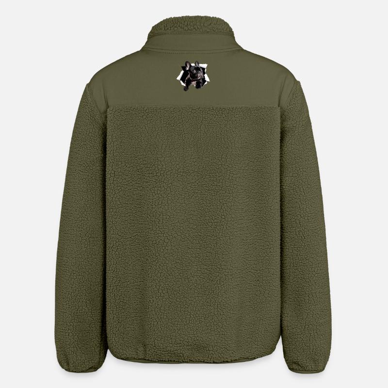 Percée du bouledogue français Drôle - Veste sherpa unisexe coupe décontractée Stanley/Stella - kaki