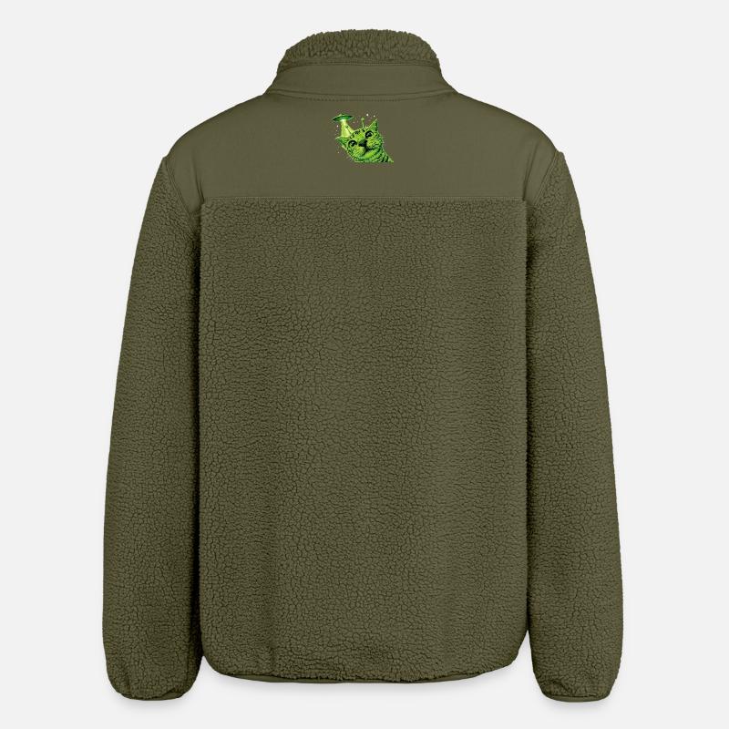 OVNI Alien Cat - Veste sherpa unisexe coupe décontractée Stanley/Stella - kaki