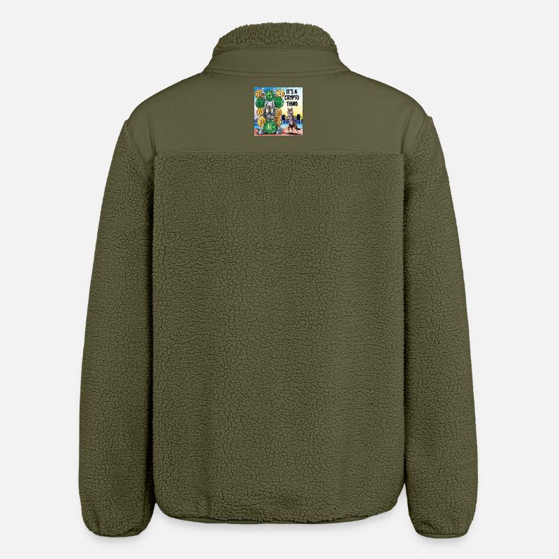 Crypto Wolf and Fox Power - Relaxed Fit Unisex Sherpa Jacket by Stanley/Stella - khaki