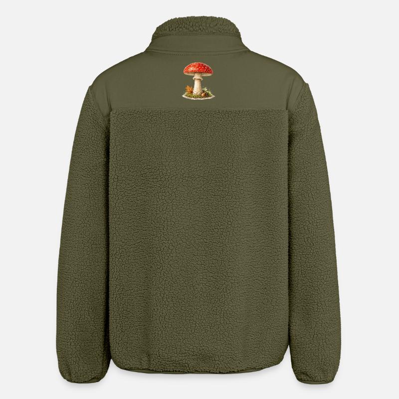 Toadstool Autumn Dream - Relaxed Fit Unisex Sherpa Jacket by Stanley/Stella - khaki