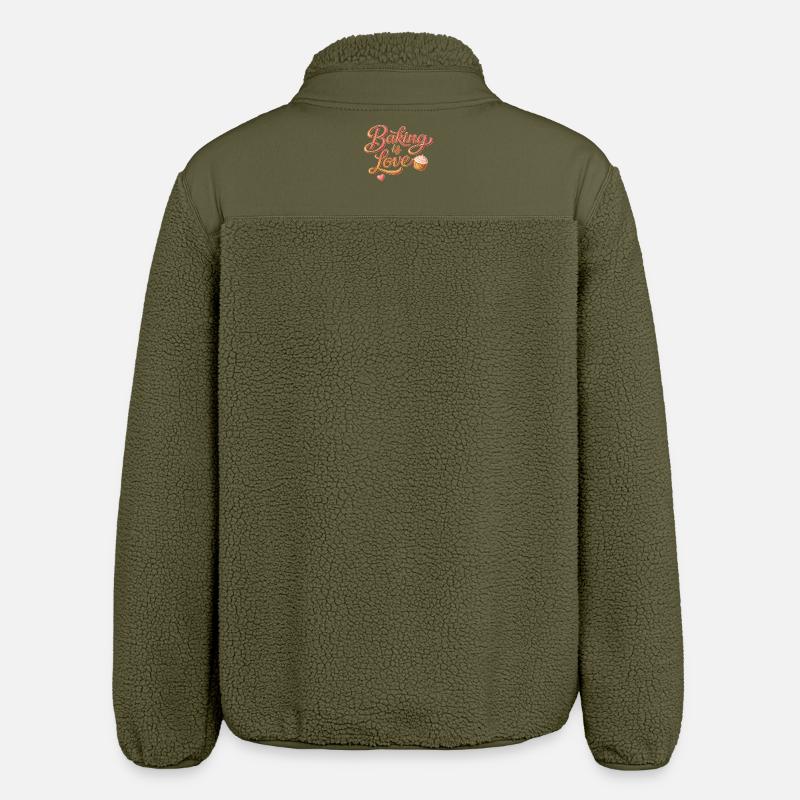 Baking is Love Baking Saying Design - Relaxed Fit Unisex Sherpa Jacket by Stanley/Stella - khaki