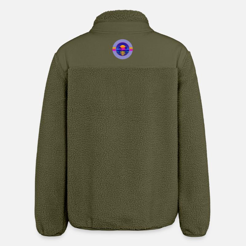 Sunset Neon Palms Circle - Veste sherpa unisexe coupe décontractée Stanley/Stella - kaki