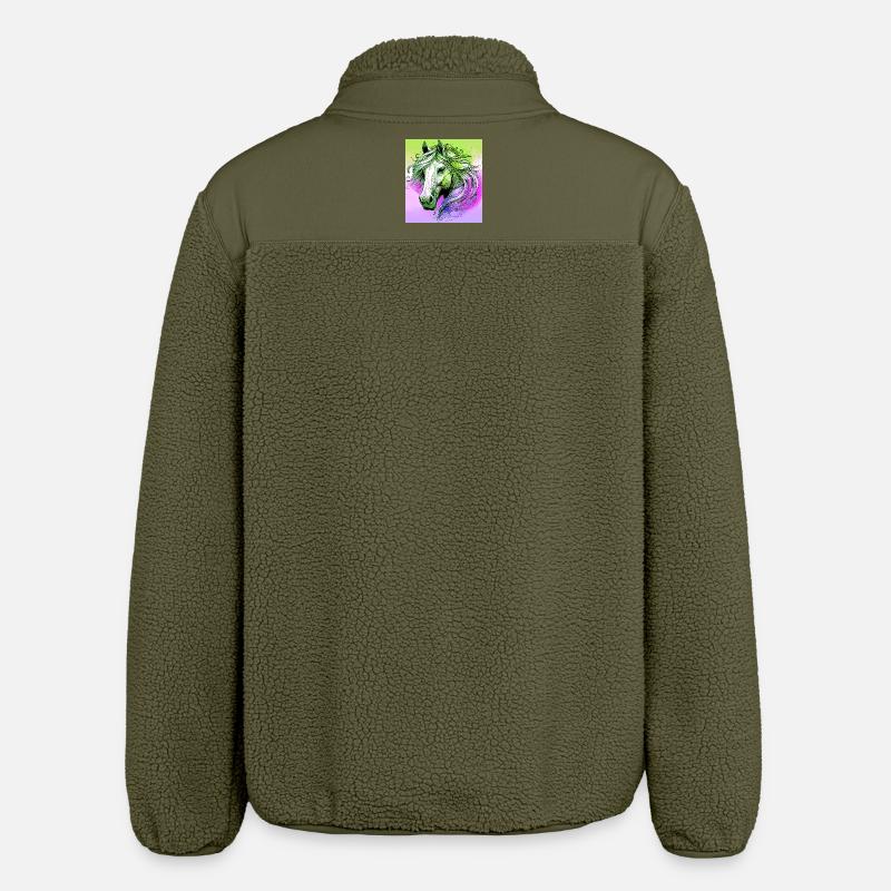 Pferd - Relaxed Fit Unisex Sherpajacke von Stanley/Stella - Khaki