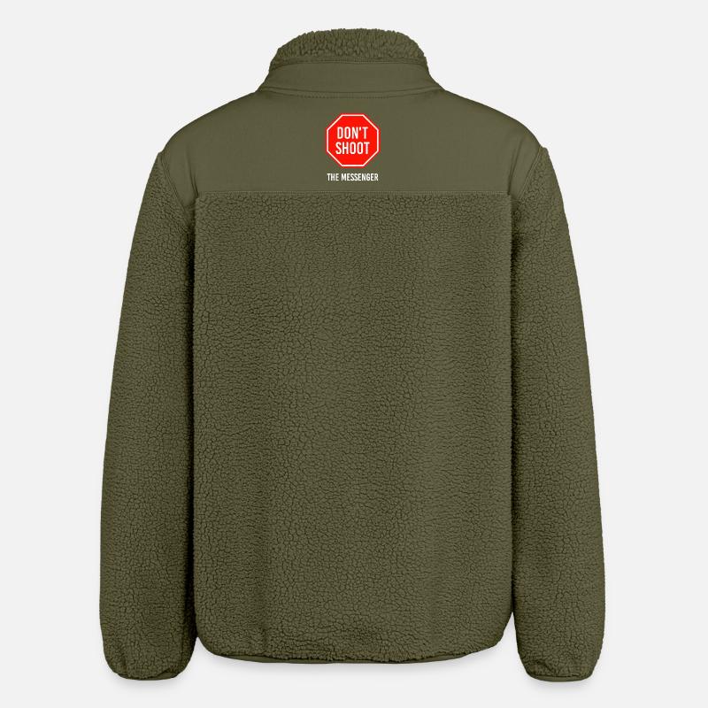 Dont Shoot The Messenger - Relaxed Fit Unisex Sherpa Jacket by Stanley/Stella - khaki