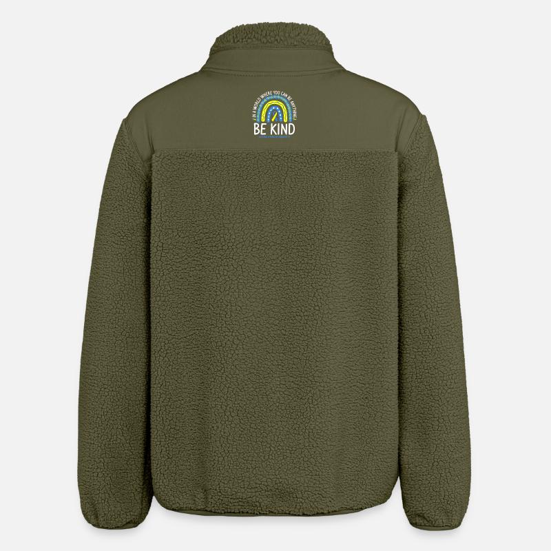 Sei freundlich, Regenbogenbewusstsein - Relaxed Fit Unisex Sherpajacke von Stanley/Stella - Khaki