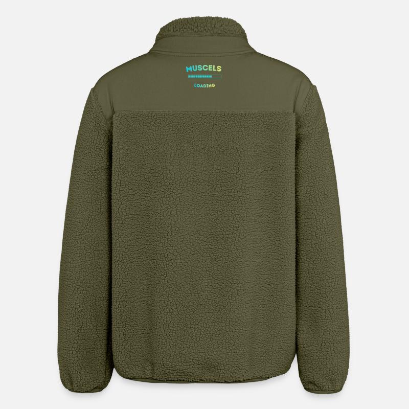 Muscle Loading Bar Graph - Relaxed Fit Unisex Sherpa Jacket by Stanley/Stella - khaki