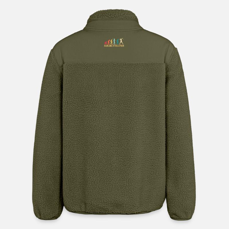 Hurling Evolution Silhouette Design - Relaxed Fit Unisex Sherpa Jacket by Stanley/Stella - khaki