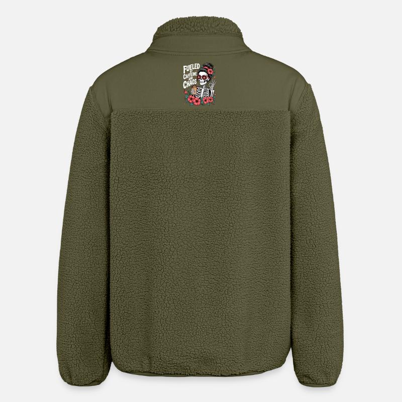 Mère Caféine Maman Squelette Café - Veste sherpa unisexe coupe décontractée Stanley/Stella - kaki