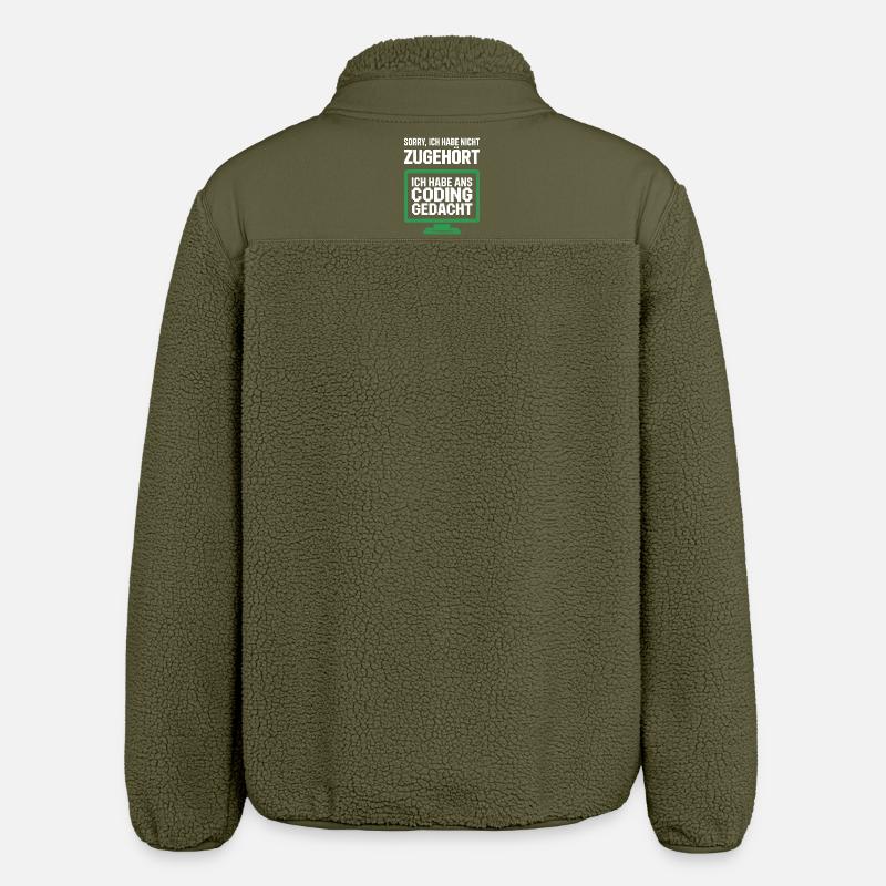Coding Thought Screen Saying - Relaxed Fit Unisex Sherpa Jacket by Stanley/Stella - khaki
