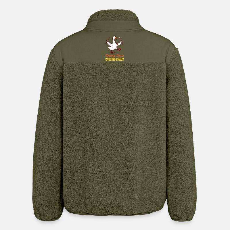 Funny Drummer Goose: Musical Chaos - Relaxed Fit Unisex Sherpa Jacket by Stanley/Stella - khaki