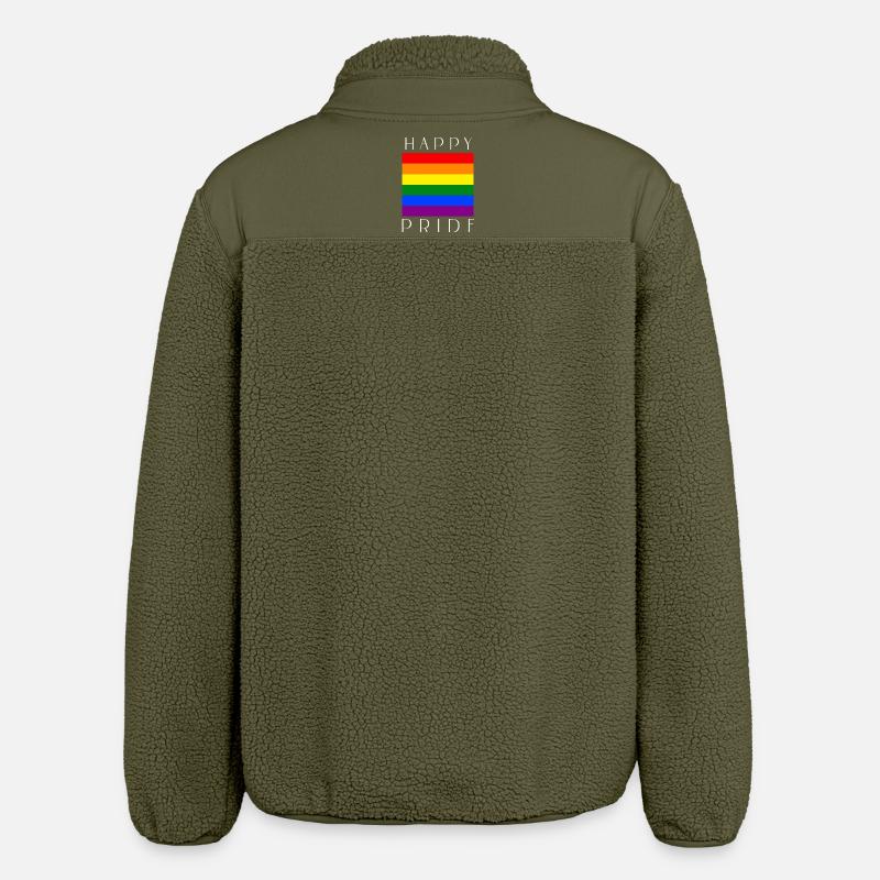 FIERTÉ HEUREUSE Rainbow LGBTQIA+ - Veste sherpa unisexe coupe décontractée Stanley/Stella - kaki