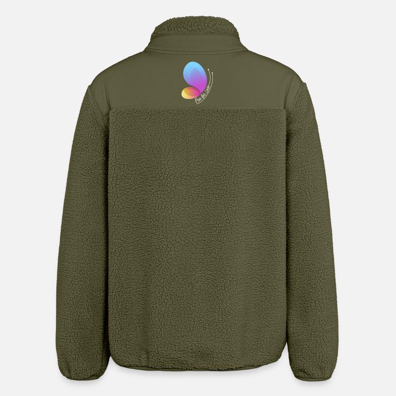 Free Through Love Gradient Butterfly - Relaxed Fit Unisex Sherpa Jacket by Stanley/Stella - khaki