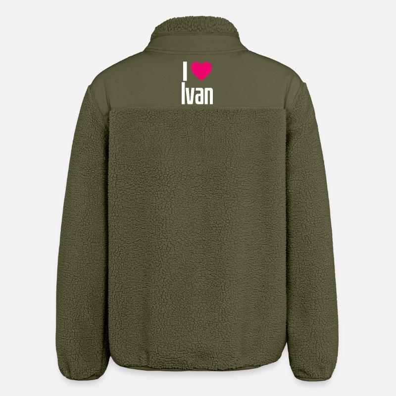 J’aime Ivan Coeur Rose J’aime Ivan - Veste sherpa unisexe coupe décontractée Stanley/Stella - kaki