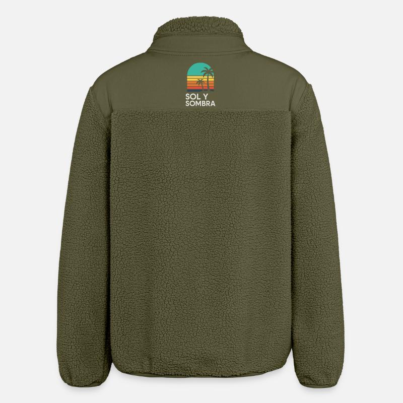 Boden und Schatten Sunset Palm - Relaxed Fit Unisex Sherpajacke von Stanley/Stella - Khaki