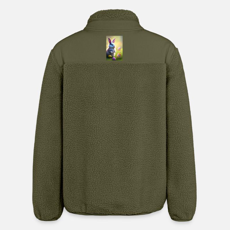 Easter Bunny with Easter Eggs - Relaxed Fit Unisex Sherpa Jacket by Stanley/Stella - khaki