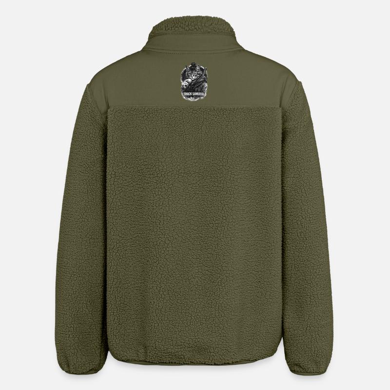 Snack Samurai Cat II - Relaxed Fit Unisex Sherpa Jacket by Stanley/Stella - khaki