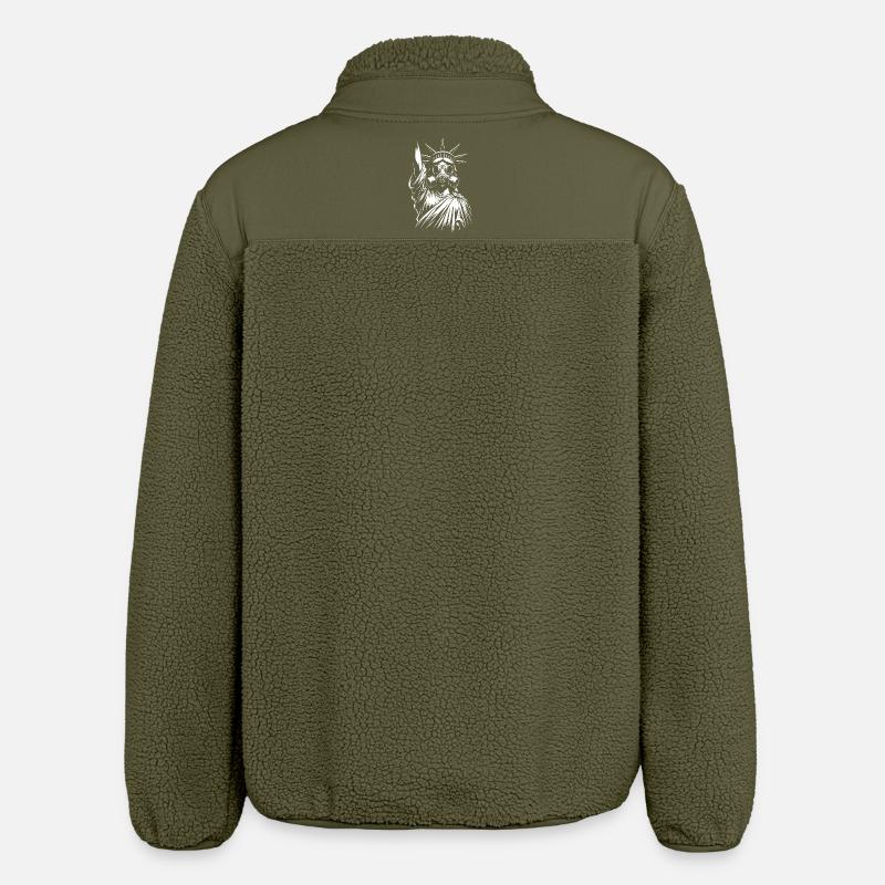 Freiheitsstatue mit Gasmasken-Design - Relaxed Fit Unisex Sherpajacke von Stanley/Stella - Khaki