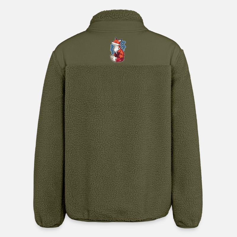Fox and starry sky - Relaxed Fit Unisex Sherpa Jacket by Stanley/Stella - khaki