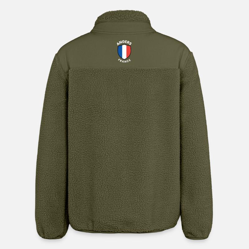 Angers France Shield Emblem - Relaxed Fit Unisex Sherpa Jacket by Stanley/Stella - khaki