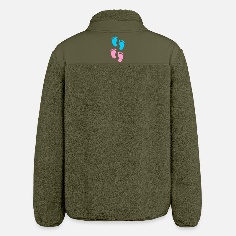 Empreintes de bébé bleues et roses - Veste sherpa unisexe coupe décontractée Stanley/Stella - kaki