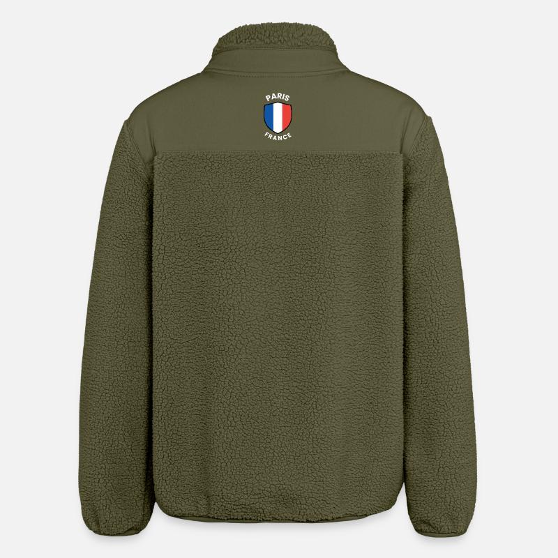 Emblème du drapeau de Paris - Veste sherpa unisexe coupe décontractée Stanley/Stella - kaki