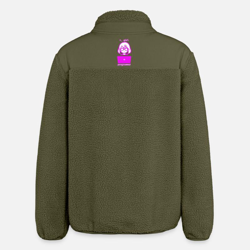 Frau mit Computer girl programmer - Relaxed Fit Unisex Sherpajacke von Stanley/Stella - Khaki