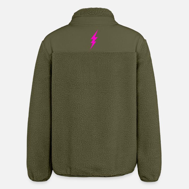 Leuchtender Pinker Blitz - Relaxed Fit Unisex Sherpajacke von Stanley/Stella - Khaki